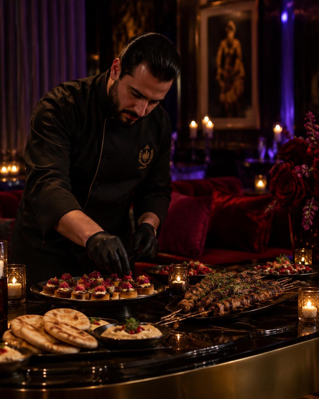 Private chef plating for an event